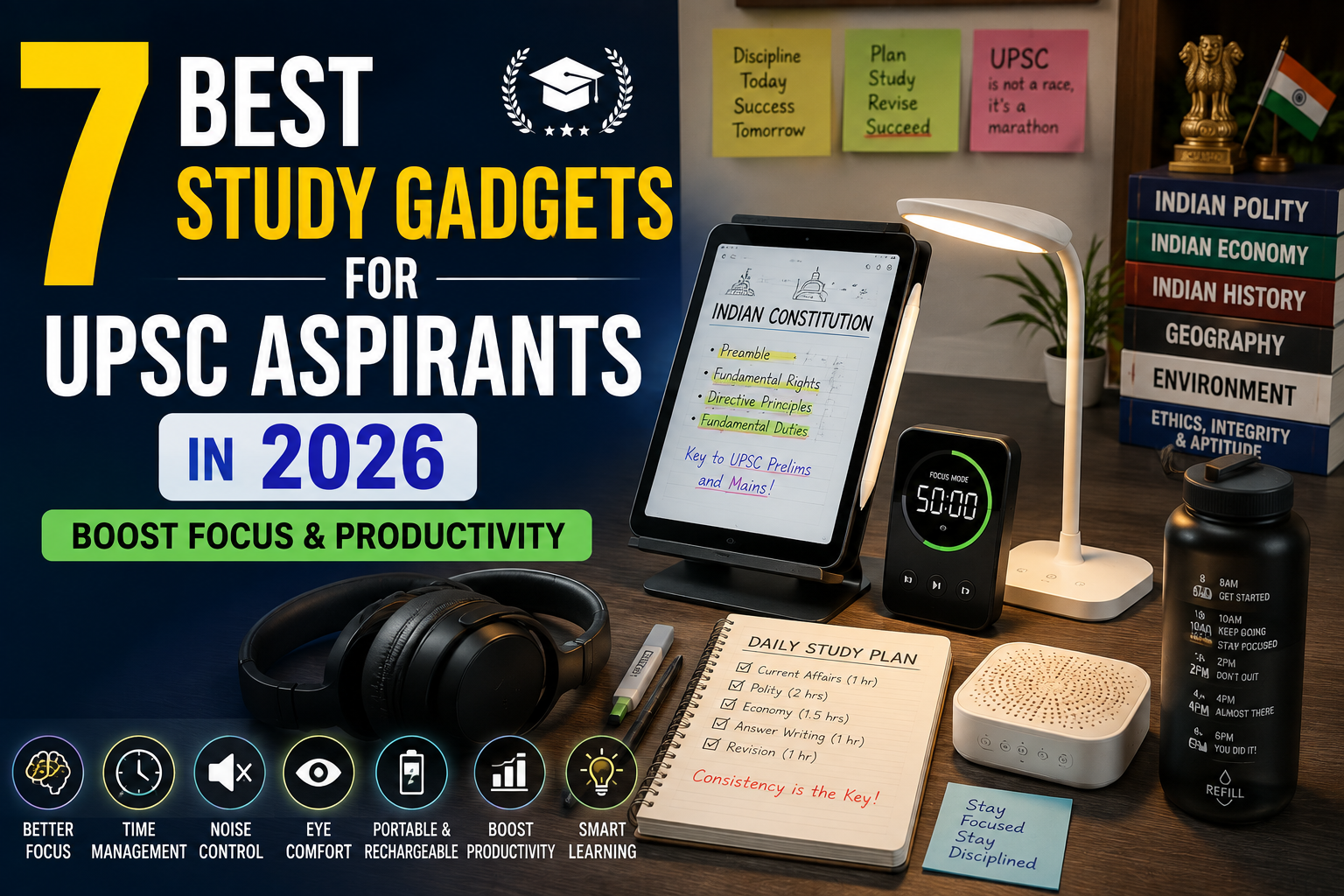7 Best Study Gadgets for UPSC Aspirants in 2026 (Boost Focus & Productivity)