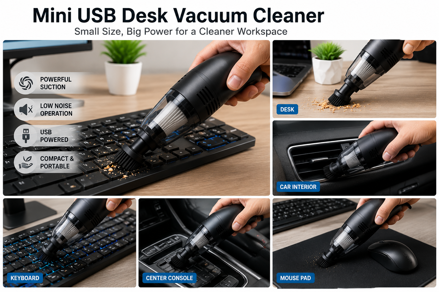 Mini USB Desk Vacuum Cleaner